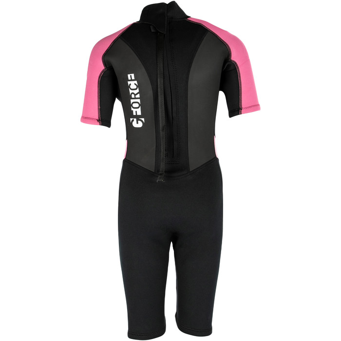 2024 Gul Junior G-Force 3mm Back Zip Shorty Neopreno GF3308-B7 - Black / Pink